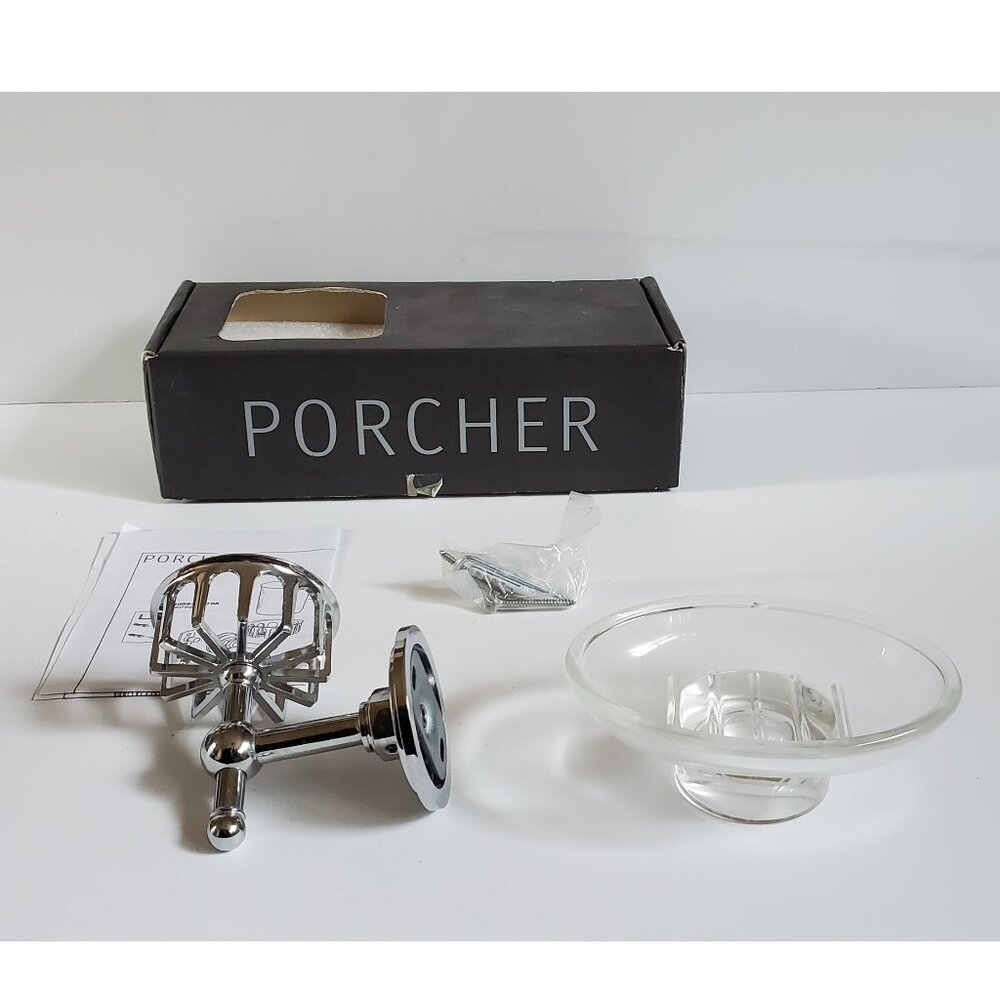 Porcher Wall Mounted Soap Dish Polished Chrome & Clear